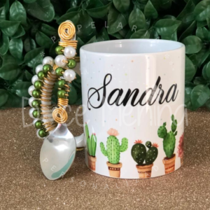 Caneca Bordada - Cactos com nome