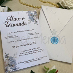 Convite Carta Vertical, Kit com 10 convites