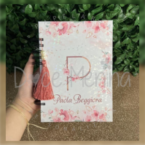 Agenda Floral com Inicial do Nome Modelo 3