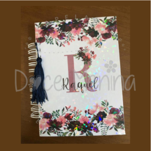Agenda Floral com Inicial do Nome Modelo 1