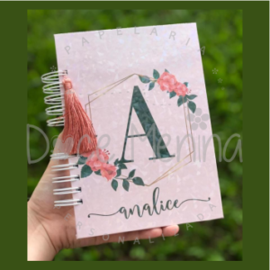 Agenda Floral com Inicial do Nome Modelo 4