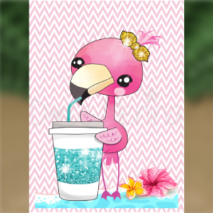 Caderno Brochura Universitário Flamingo bebendo água