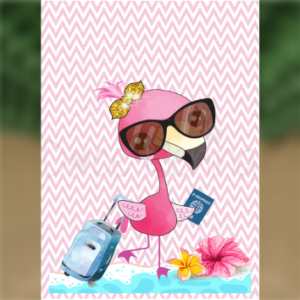 Caderno Brochura Universitário Flamingo viajando